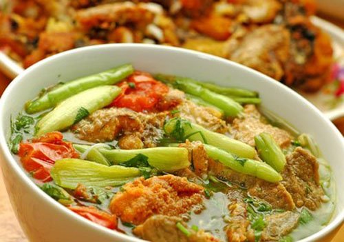 canh cá quả nấu bánh đa